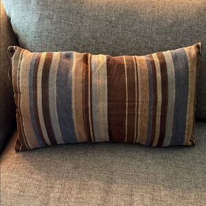 Striped Brown and Blue Accent Pillow